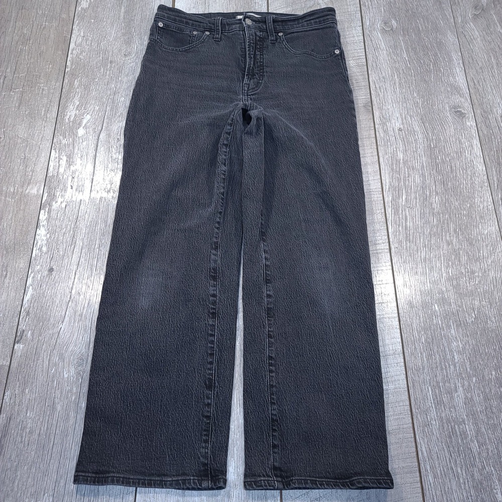 Madewell The Perfect Vintage Wide-Leg Jean Womens 28 Black High Rise Denim